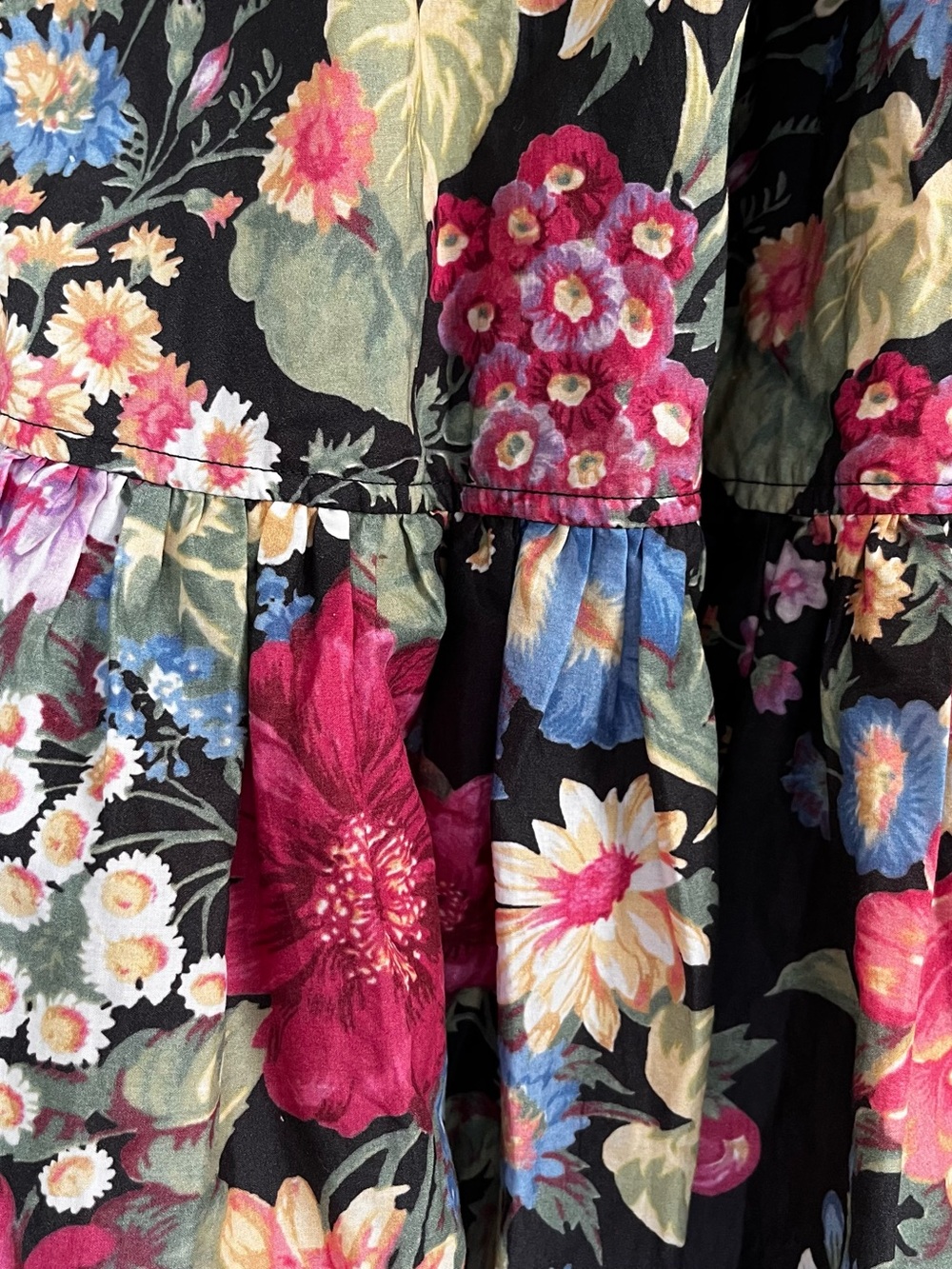 Selkie Black Floral Puff-Sleeve Gown with Colorful Blooms - Picture 8 of 8